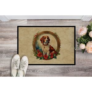 Brittany Spaniel Christmas Flowers Doormat Non-Slip <b>Indoor</b> Outdoor Washable Low Pile Rug 24H X 36W Front <b>Door</b> <b>Mat</b> for Entryway - Product Image 2