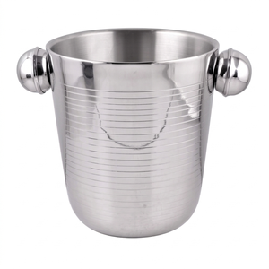 Double Wall Wine Bucket with Handle for Wine Chiller Bucket Uses Manufacture in India for Sale Hot Selling Stainless Steel - Product Image 1