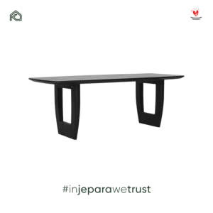 Arjuna Premium Black <b>Solid</b> <b>Wood</b> Dining Table Elegant Office <b>Desk</b> for Home Restaurant Jepara - Product Image 1