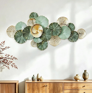 3D Lotus <b>Leaf</b> Metal <b>Wall</b> Art Handmade Botanical <b>Wall</b> <b>Decor</b> for Living Room Bedroom Entryway Indoor Outdoor Modern Home Accent - Product Image 1