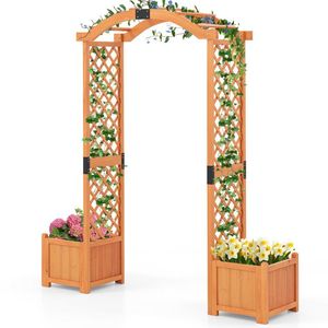 Tonnelle de jardin en bois avec jardinière et treillis pour décorations de plantes grimpantes Ornements élégants pour améliorations de jardin - Product Image 1