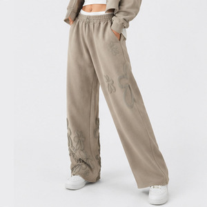 Pantalones Deportivos de Pierna Ancha para Mujer, Personalizados con Serigrafía, de Poliéster y Algodón, Estilo Casual Urbano, OEM - Product Image 1