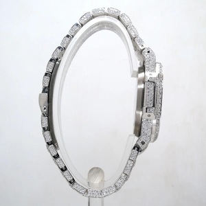 RUDRA JEWELS WATCHES นาฬิกาสแตนเลสสตีลสุดหรู โมอิสซาไนต์ กลไกจักรกล สปอร์ต สง่างาม วินเทจ คริสตัลทรงสี่เหลี่ยม - Product Image 3