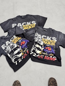 เสื้อยืดสตรีทแวร์พิมพ์ลายตามสั่ง เนื้อผ้าหนา 100% คอตตอน ทรงโอเวอร์ไซส์ ทรงบ็อกซี่ พิมพ์ลายดิจิตอล DTG ล้างสีแบบแอซิดวอช ประดับด้วยคริสตัล - Product Image 4