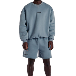 Ensemble de survêtement 2 pièces pour homme, style streetwear, en molleton de coton, avec sweat à capuche et short, léger, pour la détente - Product Image 5