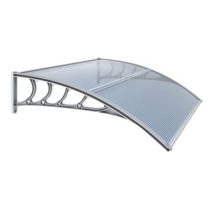 Tenda da Sole Grigia per Finestra da 40 Pollici, Tettoia 38x40 per Ingresso, Protezione UV, Pioggia e Neve, Materiale in PC Rivestito per Veranda, Patio, Terrazza - Product Image 1