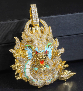 Silver Dragon Pendant Necklace Micro Insert Diamond Inlay Hip Hop Charm Link Chain Unisex Daily Wear - Product Image 5