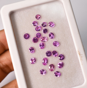 ชุดอัญมณีแซฟไฟร์สีชมพูธรรมชาติต่างหูแบบหลวมขนาดเล็กมากชุดอัญมณีสำหรับทำเครื่องประดับ - Product Image 5