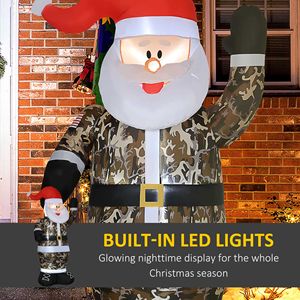 Babbo Natale Gonfiabile con Luci LED da 8 Piedi, Decorazioni Natalizie da Esterno con Motivo Mimetico, Addobbi Gonfiabili per Giardino - Product Image 4