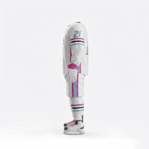 Ensemble d'uniformes de hockey sur glace personnalisés par sublimation, jaune et noir rayé, maillot et pantalon unisexe pour adulte, sans manches, anti-humidité, avec nom du joueur - Product Image 4