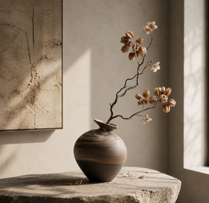 Jarrón de Cerámica con Cuello Inclinado y Acabado Wabi Sabi Personalizado, Estilo Japonés Moderno y Minimalista para Decoración de Jardín y Hogar - Product Image 3