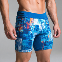Shorts de yoga à compression par sublimation OEM pour hommes, shorts de sport à taille élastique, shorts de compression 100% polyester pour hommes