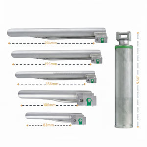 Ensemble de 5 laryngoscopes Miller à fibres optiques, lames droites et poignée manuelle, pour usage ORL - Product Image 1