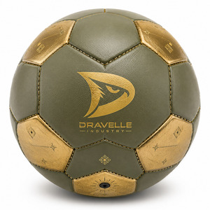Ballon de football de luxe taille 5 vert sauge et or brodé avec logo personnalisé |   Ballon de match premium cousu à la main à 32 panneaux pour les équipes d'élite - Product Image 1
