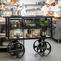 Chariot de cuisine industriel SUREN SPACE SS1001 avec 3 étagères, structure en fer, portable, écologique, style antique, pour utilisation en restaurant