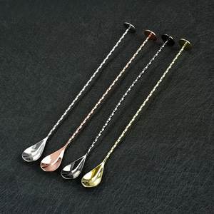 Cuillère à bar en métal pratique, agitateur à cocktail en acier inoxydable, ustensile de mélange de boissons à long manche, accessoire professionnel pour la préparation de boissons - Product Image 6