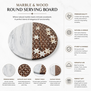 Designer Mother of Pearl Wood Craft Serving Tray | Handmade Ramadan Eid Decorative Food Serving Platter for Home Kitchen <b>Gift</b> - Product Image 4