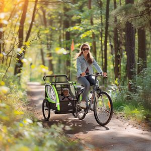 Passeggino 3-in-1 Emerald per Bambini: Bici, Rimorchio e Jogger con Imbracature di Sicurezza e Vano Portaoggetti - Product Image 2
