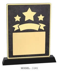 Placa de madera MDF modelo 1141 con diseño de estrellas y cinta para premios de reconocimiento deportivo - Product Image 6