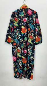 Bata Floral de Algodón Hecha a Mano: Vestido Estilo Kimono Boho - Product Image 6