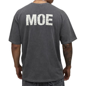 Camiseta de Algodón Lavado para Hombre, con Logotipo Estampado en Relieve, Corte Holgado, Estilo Urbano, Manga Corta, Venta al Por Mayor OEM - Product Image 2