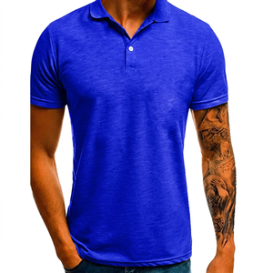 Camisa Polo de Manga Corta para Hombre, Color Sólido, Algodón Tejido, Transpirable, Diseño Casual con Botones, Corte Regular - Product Image 6