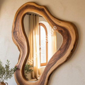 <b>Irregular</b> Wooden Wall <b>Mirror</b> Minimalist Design Decorative Framed <b>Mirror</b> for Home Interior - Product Image 2