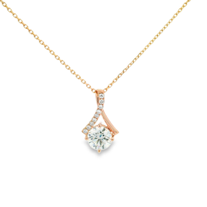 จี้เพชรทรงกลมเจียระไนแบบบริลเลียนท์ 18K ทองคำแท้จากโรงงาน พร้อมใบรับรอง IGI เพชรเพาะเลี้ยงในห้องปฏิบัติการ สร้อยคอจี้เดี่ยว ของขวัญสำหรับผู้หญิง - Product Image 1
