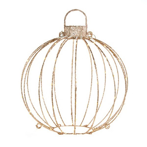 <b>Large</b> Gold Glitter Wire <b>Christmas</b> <b>Bauble</b> Ornament Featuring A Spherical Open Frame Design Ideal For Festive Holiday Decoration - Product Image 1