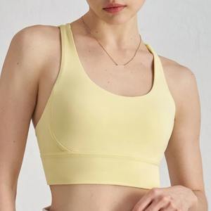 Soutien-gorge de sport pour femme, couleur unie, dos croisé, haute résistance, haut de gamme, pour entraînement complet, gym, yoga, avec coussinets de poitrine - Product Image 6