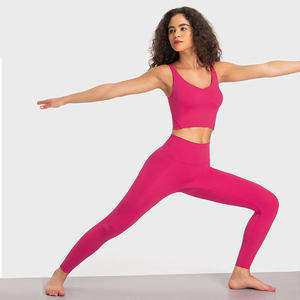 Women's Mint <b>Green</b> V-Neck Sporty Knitted <b>Tank</b> <b>Top</b> Set Breathable Spandex Polyester Leggings High Waist Full Length - Product Image 4