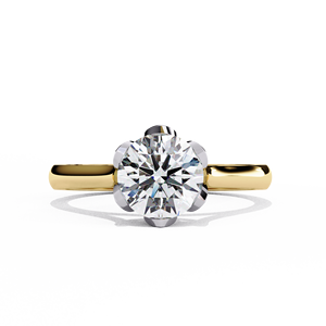 Anillo de Compromiso Solitario con Diamante Cultivado en Laboratorio de Corte Redondo en Oro Blanco de 14K para Mujer - Product Image 4