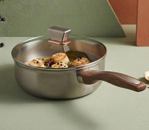 Casserole en acier inoxydable de qualité supérieure avec couvercle en verre, finition argentée durable, antiadhésive, casserole indienne avec couvercle - Product Image 3