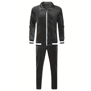 Unisex Green <b>Velvet</b> Tracksuit Set Full Zip Jogging Suit <b>Jacket</b> Pants Solid Color Casual Sportswear Autumn Wear - Product Image 5