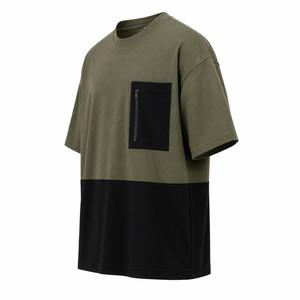 เสื้อยืดโอเวอร์ไซส์ผู้ชาย แขนสั้น คอกลม ดีไซน์สีตัดต่อ แต่งขอบตัดกัน สไตล์ลำลอง แฟชั่น - Product Image 3