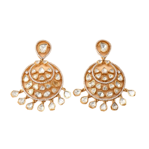 Global Vendor Selling <b>Top</b> Notch Quality Chandbhali Design Gold Plating Elegant <b>White</b> Moissanite Stone <b>Embellished</b> Earrings - Product Image 1
