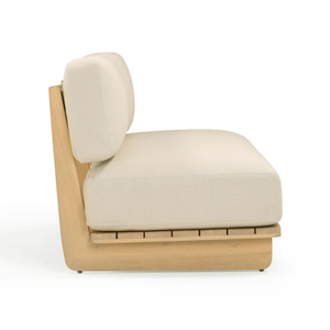 Sofá de Jardín Minimalista de Dos Plazas con Estructura de Madera y Cojines Beige, Muebles de Exterior de Diseño Duradero - Product Image 4