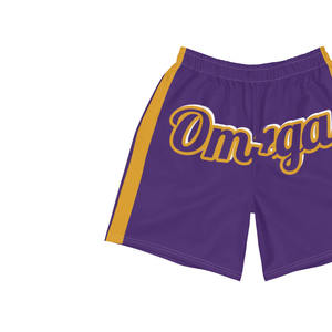 กางเกงบาสเก็ตบอลสตรีทพิมพ์โลโก้ Omega Psi Phi แบบสั่งทำพิเศษ มีเชือกผูกเอว ระบายอากาศได้ดี ผ้าตาข่ายกันลม ผ้าแคนวาส 100% ผ้าฝ้าย มีกระเป๋า ดีไซน์เข้าชุด - Product Image 2