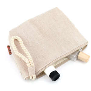 Elegante Bolsa de Cosméticos de Yute Ecológica con Cierre, Bolsa de Viaje para Guardar Maquillaje - Product Image 4