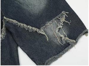 Pantalones Cortos Vaqueros de Moda con Efecto Desgastado, Pierna Ancha, Múltiples Bolsillos, Borde Deshilachado, Estilo Hip Hop, Unisex, Moda Urbana - Product Image 6