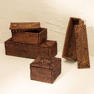 Cajas de almacenamiento apilables de ratán a bajo precio, cajas con tapa, cestas trenzadas, contenedores naturales al por mayor. - Product Image 3