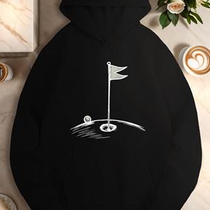 Sweat-shirt décontracté pour femme, thème golf minimaliste, avec imprimé drapeau et balle, 100% polyester tricoté, idéal pour l'automne - Product Image 5