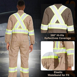 Combinaison de travail unisexe jaune haute visibilité Econex Sports, en polyester imprimé en sérigraphie, avec bandes réfléchissantes, uniforme de sécurité - Product Image 6