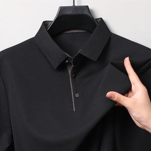 Polo tricoté à manches longues pour homme, couleur unie, décontracté, boutonné, rouge, nouveau design personnalisé 2026, prix de gros - Product Image 4
