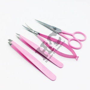 Nouveau rose petits ciseaux de beauté pointe incurvée durable en acier inoxydable droite lame tranchante cils ongles vison Logo pince à épiler - Product Image 1