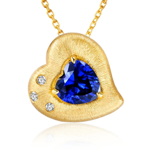Collar con Colgante de Zafiro en Forma de Corazón, Cadena de Serpiente Chapada en Oro de 18K, Joyería Romántica para Uso Diario de Mujer - Product Image 1