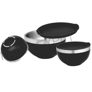 Premium Double Wall Stainless Steel Mixing <b>Bowls</b> Black Finish and Airtight <b>Lids</b> for Modern Kitchens and Storage - Product Image 1