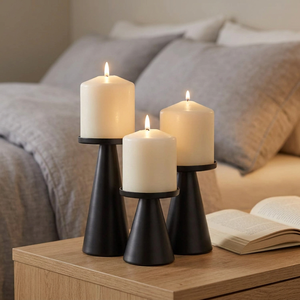 Portavelas para mesa de comedor, soporte para velas para restaurante, portavelas de hierro para mesa, decoración rústica para el hogar, portavelas S/3 - Product Image 1