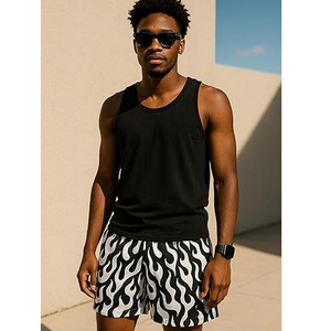 Premium Quality Wholesale Men's Mesh Shorts Vintage -Style Heavy Mesh Flame Pattern Custom Logo Drawstring Closure - Product Image 6