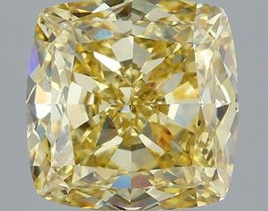 Diamant de laboratoire de 4,06 ct, taille coussin carrée, jaune intense fantaisie, VS1, certifié IGI, diamant CVD en vrac, vente en gros - Product Image 1